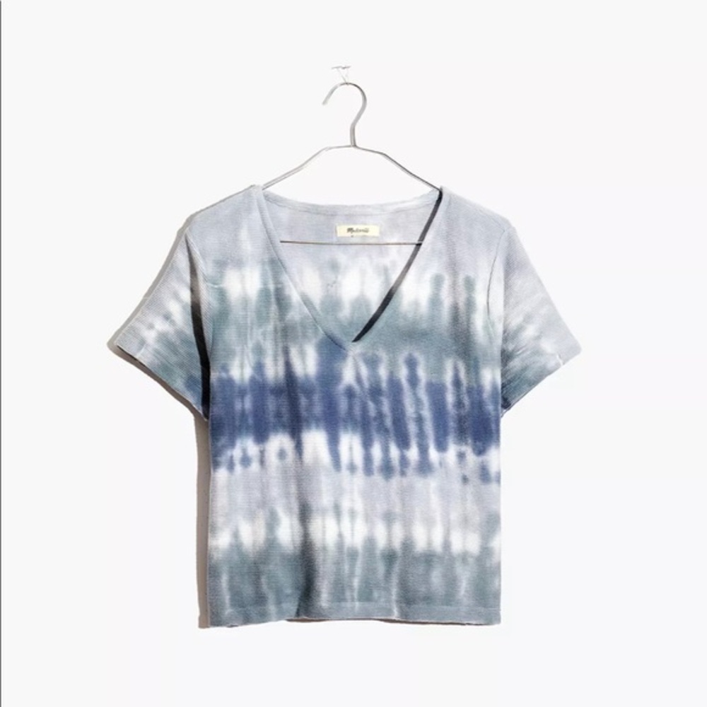 Madewell Blue Ottoman Jacquard V-Neck Setlist Boxy Top‎ in Tie-Dye Size Medium
